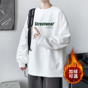 华夫格！2023秋冬字母印花男士圆领卫衣百搭长袖HWY08P30加绒P40图片