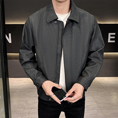 店主风纯色皮衣男2025秋款时尚皮夹克外套男装上衣B317/815/P145，男装皮衣，电商B317