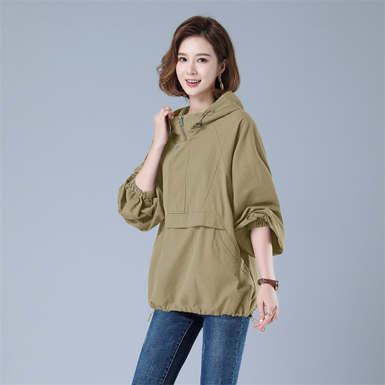 2022年秋新品494款套头外套纯色纯棉宽松型,女装大码女装,秋牧寒烟