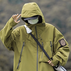 A682-P64日系山系户外连帽冲锋衣春秋季2023新款港风纯色夹克，男装夹克，星座512-6