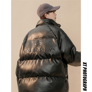 1中性鳄鱼纹钢印字母设计大码M-5XL潮流棉衣男MY77722P128控168图片