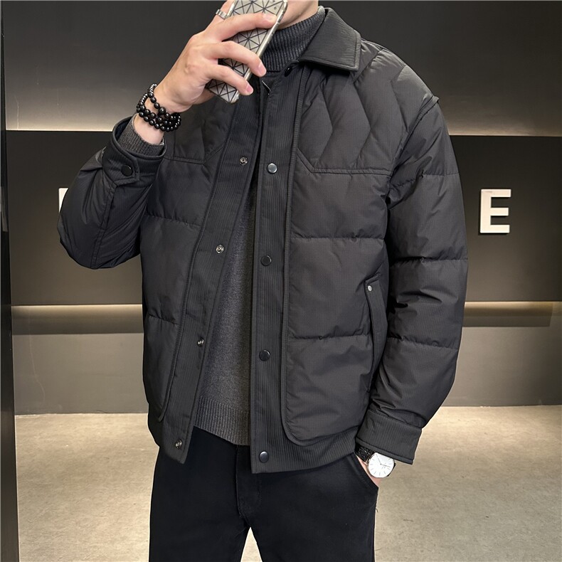 冬季新款男士白鸭绒防寒加厚黑金羽绒服翻领外套上衣YR116P165,男装羽绒服,电商B226-2（原B217-2）