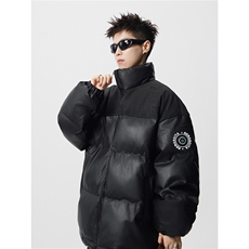 PU皮棉服冬季宽松港风棉衣立领冬装棉袄PM01-P115限168抖音控178，男装棉衣，电商B370