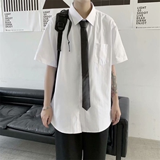 夏季男短袖dk衬衫韩版情侣设计感日系白衬衣上衣cs102-p28配领带，男装衬衫，星座1008