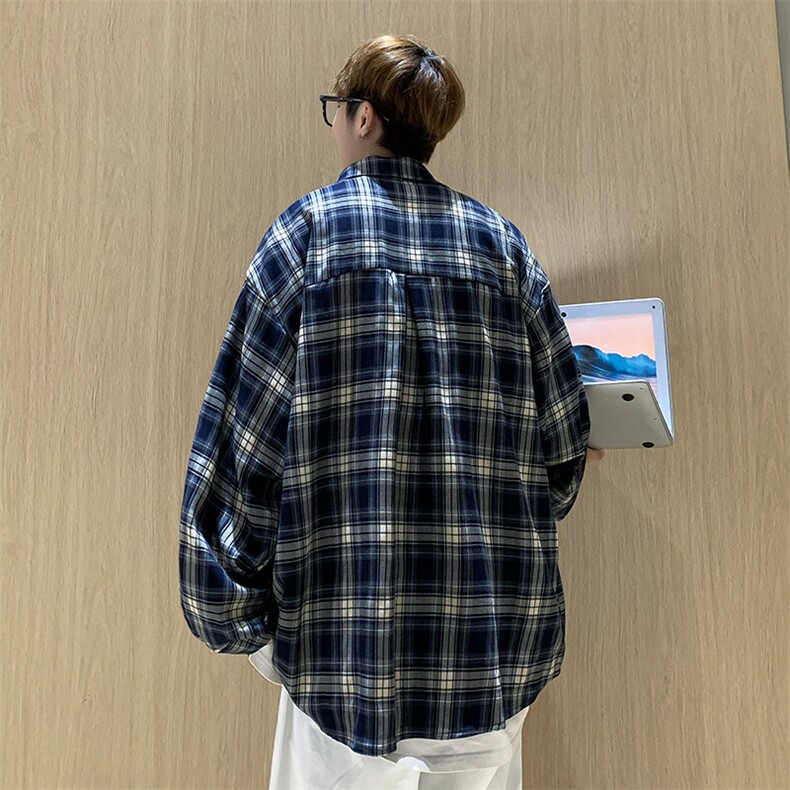 格子衬衫男长袖韩版潮流痞子帅气文艺2025春季ins外套CY274-P33,男装衬衫,星座412-3