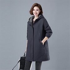 冬季中长款皮草仿羊剪绒内胆大衣外套韩版宽松休闲连帽大码派克服，女装棉衣/棉服，秋牧寒烟