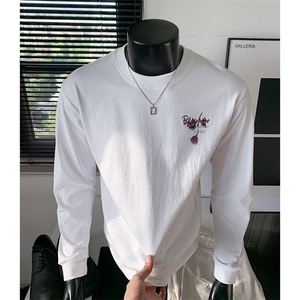 新款港风纯棉260克高街抖音直播得物品质长袖T恤打底衫T4510P30图片