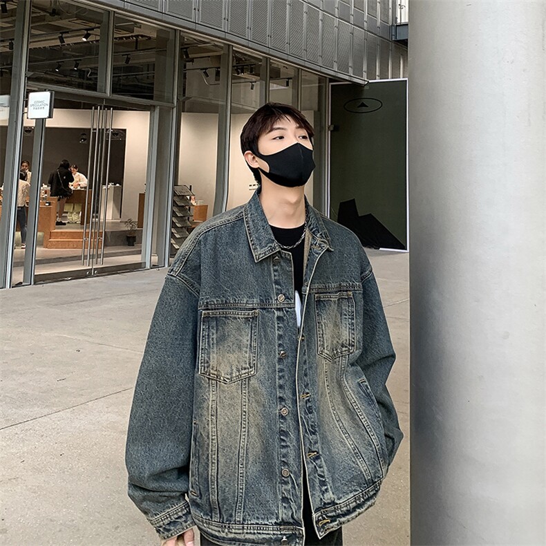 秋季新款牛仔外套男宽松潮牌帅气ins百搭牛仔夹克痞帅牛仔衣,男装夹克,星座410-7