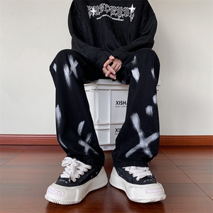 B221 秋冬新款美式ins高街小众扎染喷墨牛仔裤 LK22080-P60 控78图片