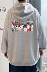 KS21250-P38京剧脸谱风连帽开衫卫衣男运动外套大码班服，男装卫衣，电商A040
