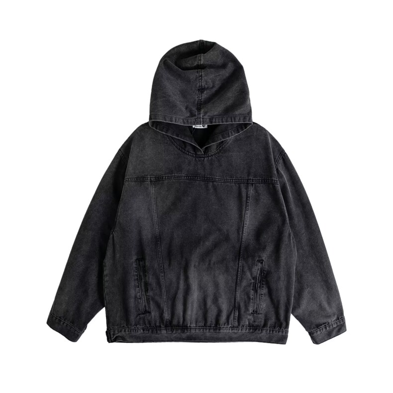 水洗牛仔卫衣外套男连帽秋季日系宽松套头夹克上衣服WY008P65,男装卫衣,星座410-2