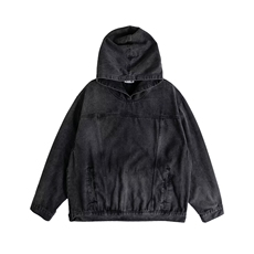 水洗牛仔卫衣外套男连帽秋季日系宽松套头夹克上衣服WY008P65，男装卫衣，星座410-2