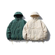 南夏乔装2025冬季新款日系不规则贴补连帽90羽绒服休闲面包羽绒袄，男装羽绒服，电商S006（B521）