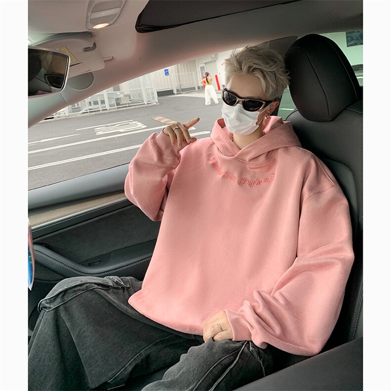 港风大码美式潮牌麂皮绒套头连帽卫衣男 XZ213-JKPR204-P45控68图片