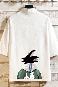 HF59005-P40风汉服男开衫外套七分袖道袍 砖墙挂拍图片