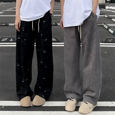 1506/QA480/P50秋冬季新款痞帅垂感运动裤美式潮流破洞休闲裤男，女装休闲裤，星座1506