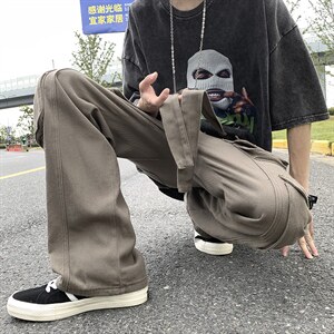 不一样的质量工装裤男港风潮2022秋夏新款ins宽松休闲裤K2202-P51图片