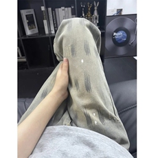 cleanfit泼墨牛仔裤男潮牌美式高街直筒情侣显瘦微喇裤LB6277P48，男装牛仔裤，星座1008
