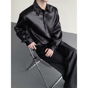 现货 25秋季醋酸奢华水钻男士轻奢长袖衬衫cs101-p88图片