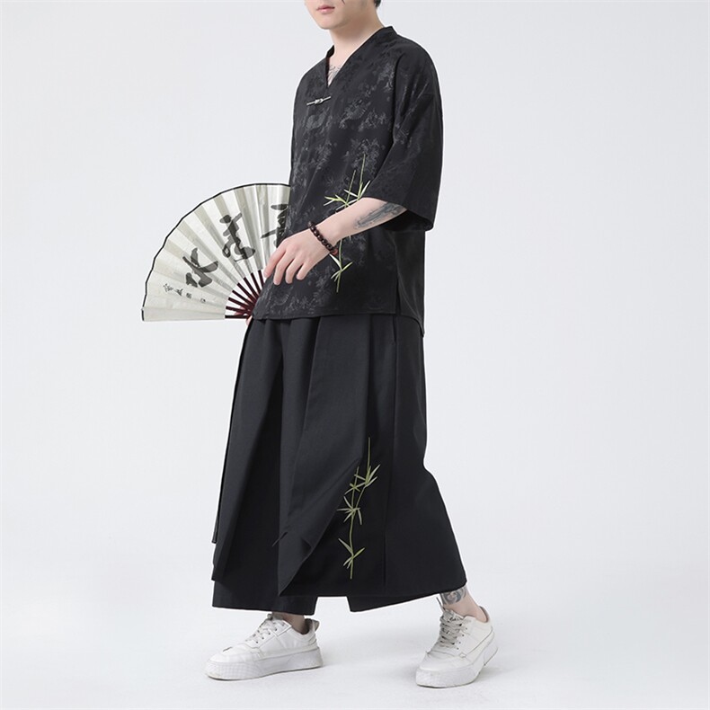 潮套装裙裤风上衣短袖裤裙新中式刺绣风TZ303-P138,男装T恤,电商A227