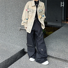 网红原创美式街头黄泥水洗做旧复古牛仔衣男女宽松潮牌夹克秋外套，男装夹克，星座505-2（原电商A260-1)