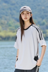 港风插肩袖拼接短袖t恤女纯色三条杠休闲上衣A406T6068特P33，男装T恤，星座309（原A406）