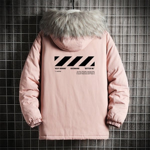 MM48128-P130 冬季大毛领衣男士大码加厚袄男服 网格挂拍图片