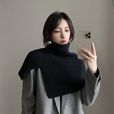 时尚女士秋冬高领披肩围巾纯色简约仿羊毛保暖脖套韩版百搭气质配饰，披肩，洁纯羊绒