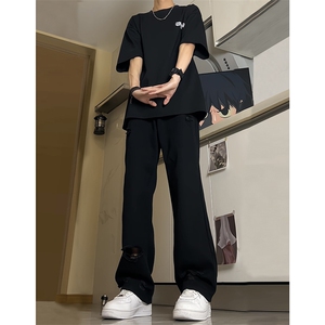 现货夏季显瘦破洞设计感宽松直筒高街薄款休闲牛仔裤K5802-特P35