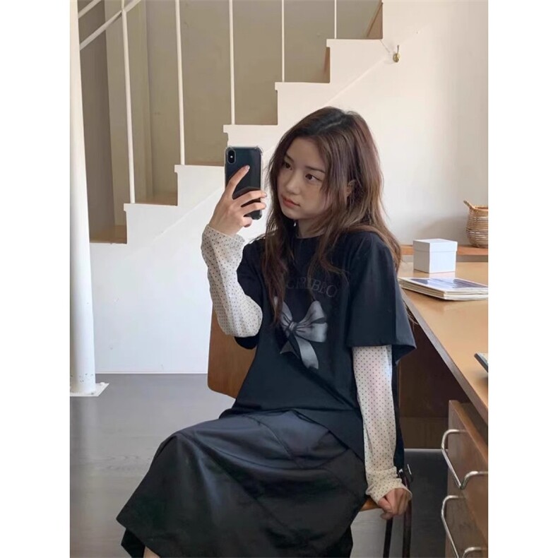 T0711-P25甜美减龄蝴蝶结印花纯棉短袖学院风学生宽松上衣,男装T恤,星座617A-2