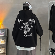 DT5317-TP55控价78冬季加绒加厚300克重磅宽松印花连帽卫衣，男装卫衣，电商A102-1
