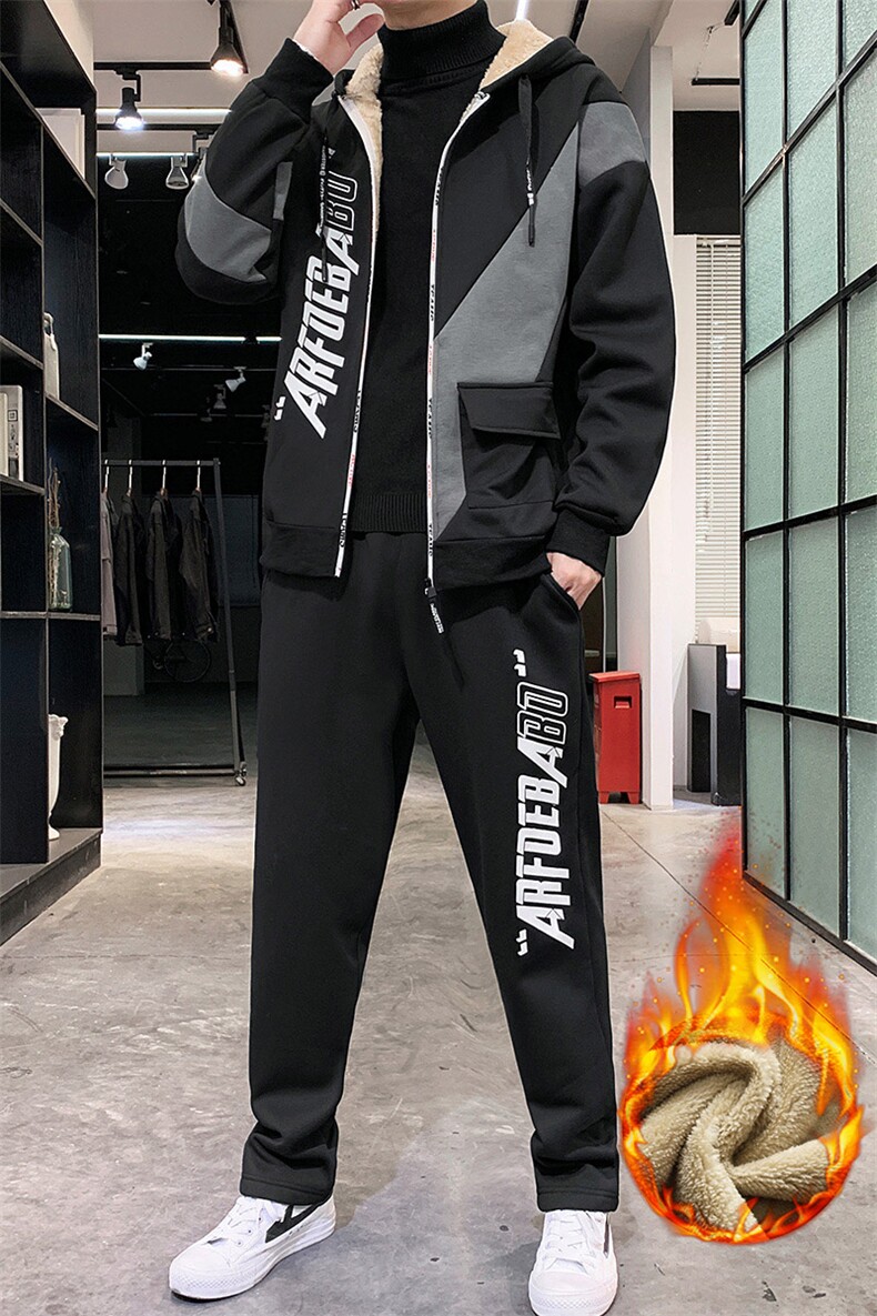 学生加绒加厚卫衣男士连帽套装上衣可分开卖TZ832-P95,男装休闲套装,星座210-3
