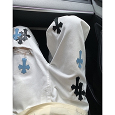 美式直筒牛仔裤2026春季新款皮标刺绣十字架炸街拖地阔腿长裤子，男装皮裤，星座601-1