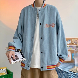 灯芯绒美式棒球服男春秋季大码外套潮流ins韩版潮牌百搭宽松夹克图片