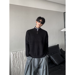 JY243-P52 新款开衫毛衣美式复古休闲慵懒风V领针织衫男纯色外套图片