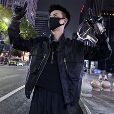 男士皮夹克外套春秋新款设计感立领软皮外套P8808-P128，男装夹克，电商A368