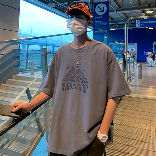 2023夏季新款 港风外景 宽松大码圆领套头短袖T恤 T07-P28图片