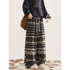 做旧毛绒阔腿秋冬裤复古街头男女同款民族风休闲裤K893TP55控98，男装民族服装，电商A102B