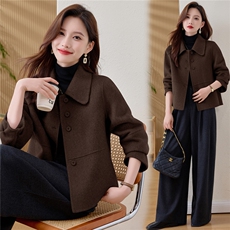 纯色双面羊毛大衣女2025秋冬新款减龄小个子双面羊绒短款外套，女装羊绒大衣，韩宇舍