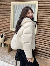 短款连帽加厚保暖面包服茧形羽绒外套女，女装羽绒服，浙宝189