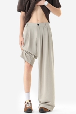 无影墙老钱风双褶阔腿西裤男夏季垂感百搭休闲裤子-A2403P38控68，男装西裤，电商B241