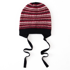 2025年春季新款百搭女士带绳双股加厚保暖提花帽，帽子，戎咖羊绒