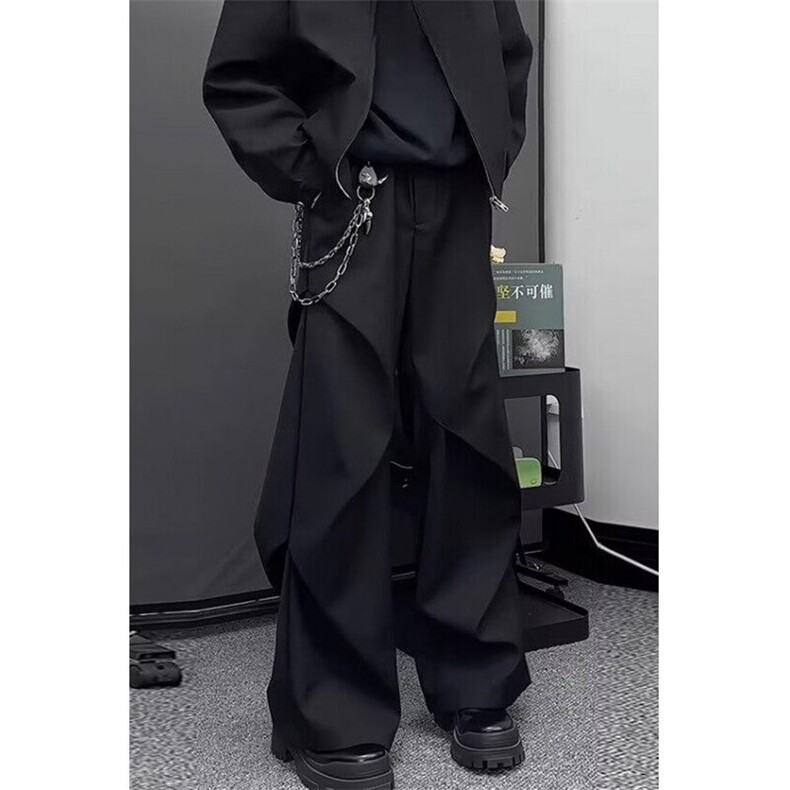 黑色高街弯刀西裤男春秋季高级感cleanfit裤子垂坠感微喇直筒长裤,男装休闲裤,星座1116A（原606A-3）