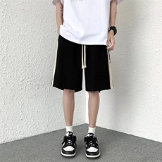 华夫格短裤男夏季条纹宽松五分裤港风日系ins潮流休闲裤DK280-P25，男装牛仔裤，星座1008-1