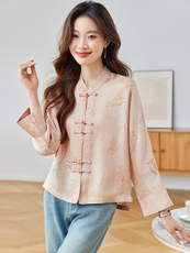 新中式国风盘扣短外套女2025春季新款气质提花名媛高级感唐装上衣，女装短外套，新依时派