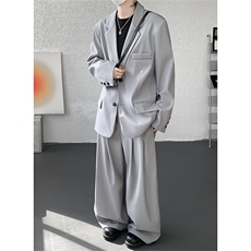 韩版休闲西装套装外套高级痞帅宽松韩版自带垫肩西服外套套装，男装西服，电商B319