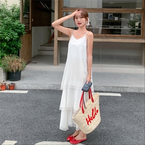 白色甜美蕾丝花边吊带裙女2025新款夏季法式淡人绝美温柔风蛋糕裙图片