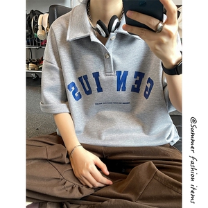 polo衫男潮流印花大码情侣翻领四色短袖T恤T3540-P33【特价】图片