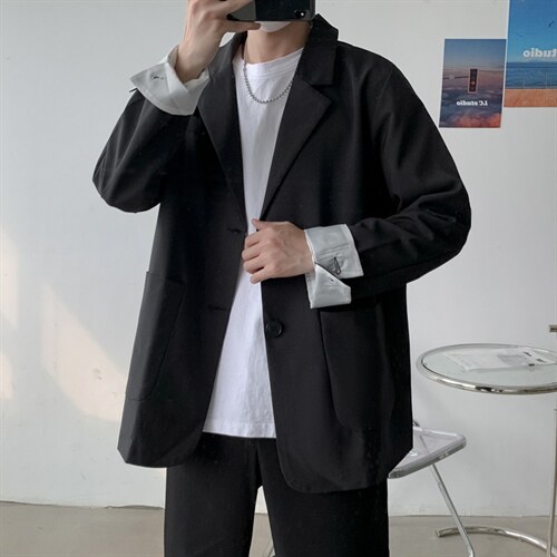 2026秋季新款外套宽松INS拼色休闲西服潮F02P75，男装西服，电商D325