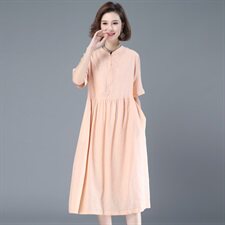 宽松柔软简约连衣裙2021年夏季自然舒适，女装连衣裙，奕阳依阁